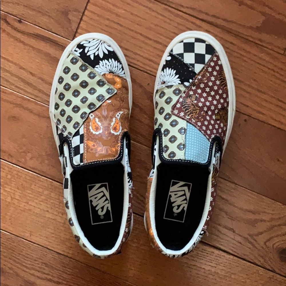 Custom patchwork vans 7.5 women’s